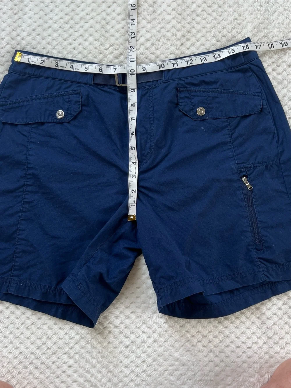 Lauren Ralph Lauren Navy Blue Belted Utility Cargo Shorts Coastal Preppy SZ 12